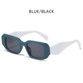 Chic square frame sunglasses with cyan blue front and white temples with black lenses - Blue Frame White Temples Gray Lens
