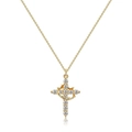 18K gold crown cross pendant necklace with spinning zircon rings for women fashion - Rotatable Crown Cross Style / Gold