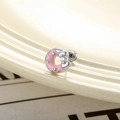 Orecchino a elice ciambella in smalto rosa con fiocco d'argento e zircone cubico - Ciambella Rosa (Pezzo Singolo)