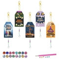 5-piece Halloween DIY diamond painting keychain set with colorful beads and charms - Halloween Slogan Style