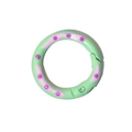 Light green spring ring clasp with purple polka dots for DIY jewelry and keychains - Green