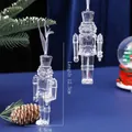 Clear acrylic nutcracker Christmas tree ornament, icy crystal finish with white silk string - Nutcracker Soldier (HQZX20)