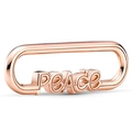 Rose gold connector link for ME bracelet featuring 3D PEACE lettering design - LJQ22-Peace Alphabet Charm-Rose Gold