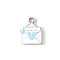 Cartoon alloy envelope pendant with blue hearts and white enamel for DIY jewelry making - Blue (Silver Plated)