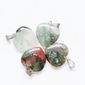 Mixed set of four 2cm natural stone heart pendants in green white and red colors - Bloodstone