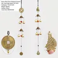 Antique bronze wind chime featuring traditional lucky coins and metal bells decoration - Auspicious Fortune Coin Sailboat (NO.16)