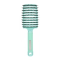 Spazzola per capelli curva verde chiaro con setole nere e impugnatura ergonomica - Tipo Massaggio Setole di Cinghiale / Ciano