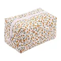 Borsa cosmetica trapuntata con fiori arancioni e cerniera bianca per viaggio e trucco - Floreale Arancione
