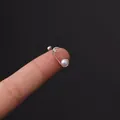 Silver stainless steel ear bone stud with white pearl and small round zircon accent - U-Shaped Pearl Diamond Jewelry (HSPJ356-7#)