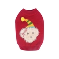 Pull de Noël pour chien en tricot rouge avec tête de chiot en peluche 3D pour les fêtes - S / Rouge