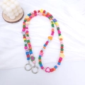 Colorful acrylic bead phone charm strap with heart shapes and silver metal ring - Wooden Alphabet Bear