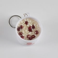 Realistic red bean congee bowl keychain with silver ring and miniature food details - Large / Red Bean Sago Dew Keychain