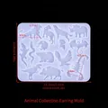 Silicone animal jewelry mold with lions and wolves shapes, 13.1x10.4cm for DIY earrings - Land Animals B (ED#181)