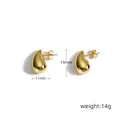 Dettaglio di orecchini a goccia dorati con dimensioni 19 mm di altezza e 11 mm di larghezza - Oro Lucido