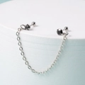 Orecchini a catena in argento con stella nera e borchie in zircone rotondo - Stile 1-Stella a cinque punte / Nero