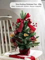 Mini árbol de Navidad de sobremesa 50cm con lazos rojos y base de terciopelo en silla - Árbol de Navidad con Lazo Rojo (50cm)