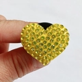 Sparkling yellow rhinestone heart-shaped car vent clip and phone grip accessory - Yellow
