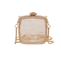 Transparente Acryl-Minibox-Tasche mit goldenem Metallrahmen und Umhängekette - Transparent Quadratisch