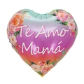 18 inch heart-shaped foil balloon with Te Amo Mamá text and rose floral patterns - 18 Inch Gradient Magic Color Heart I Love You Mom (TX109)