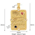 Detail of 25mm gold textured pendant with 'You are your' engraving and colorful gemstones - Gold-Engraved Rectangle