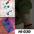 Luminous blue waterproof tattoo stickers with magic hat and clover patterns, model Hi-030 - Hi-030 (Magic Party)