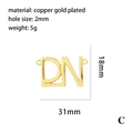Detail showing 31x18mm copper gold-plated DN letter pendant dimensions and weight - DN Letter Pendant