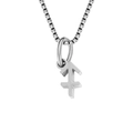 Minimalist silver stainless steel Sagittarius zodiac pendant necklace on box chain - Sagittarius / Steel