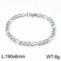 Minimalistisches silbernes Hip-Hop Gliederkettenarmband, 190mm Länge und 6mm Breite - 19cm / Stahlfarben
