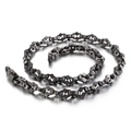 Bracelet hip-hop pour homme en acier inoxydable avec maillons trèfle gris et fermoir mousqueton - Noir Antique (KN90259-KFC)