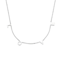 Collier en acier inoxydable argenté poli avec pendentifs lettres LOVE de style épuré - Acier