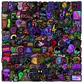 Assorted neon graffiti stickers with waterproof PVC finish for laptops and bottles - 200 Sheets Neon (100 Sheets A+B Mix)