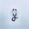 Medical stethoscope brooch pin with purple enamel finish and silver-tone alloy frame - Silver Base Purple