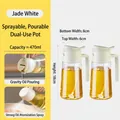 Dispensador de aceite de cristal blanco jade 470ml con función spray y vertido - Botella 2 en 1 Spray y Vertido-Blanco-Pack de 2-470ml