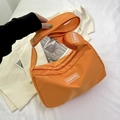 Borsa a tracolla tote in nylon arancione brillante con portamonete rotondo staccabile - Arancione