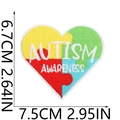 Detailed embroidery view of heart-shaped autism awareness puzzle patch with size measurements - No.30-Puzzle Heart (AWARENESS)