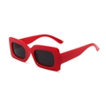 Retro rectangle sunglasses with vibrant red jelly frames and dark polarized lenses - Red Frame Dark Grey Lens