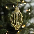 Pendentif spirale de Noël doré, décoration de sapin en forme de cage scintillante 14,5cm - Grande larme spirale dorée