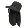 Zwarte UV-werende zonnehoed met gezichtsmasker en nekbescherming voor dames in de zomer - Zwart