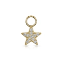 Star-shaped gold charm pendant with white zircon stones for jewelry making - CC032 Pentagram / Gold