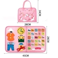 Pannello sensoriale in feltro rosa per bambini con unicorni e attività educative - Tavola di Apprendimento Pony Rosa / 24*28
