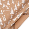 Vintage kraft Christmas wrapping paper with white Christmas trees and snowflakes patterns - Silver Dreamland