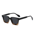 Square matte sunglasses featuring a black to amber gradient frame with dark grey lenses - Sunglasses / Black Leopard Gradient Frame Grey Lens