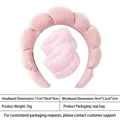 Pink sponge spa headband and wristband set for face washing and skincare - 21-velvet Light Pink Headband + 1 Pair Of Wristbands