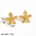 Orecchini a fiore vintage in acciaio inossidabile dorato 18k per donna 33mm - Oro 18K