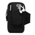 Brazalete deportivo negro con cremallera doble y orificio para auriculares de móvil - Negro