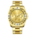Montre chronographe de luxe dorée pour homme avec cadran lumineux et bracelet métallique - Cadran Doré Boîtier Doré