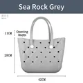 Waterproof EVA tote bag in Sea Salt Grey with diamond pattern and breathable holes - Gray