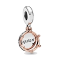 Rose gold crown queen charm pendant in mixed silver and copper for DIY jewelry making - Rose Gold QUEEN Crown Pendant (PCT1010)