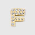 Golden letter F charm pendant with sparkling micro-pave white crystals for DIY jewelry - Letter F-Gold