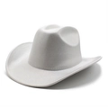 Close-up of white Halloween cowboy hat showing subtle glitter texture and stitched brim detail - M(56-58cm) / Silver